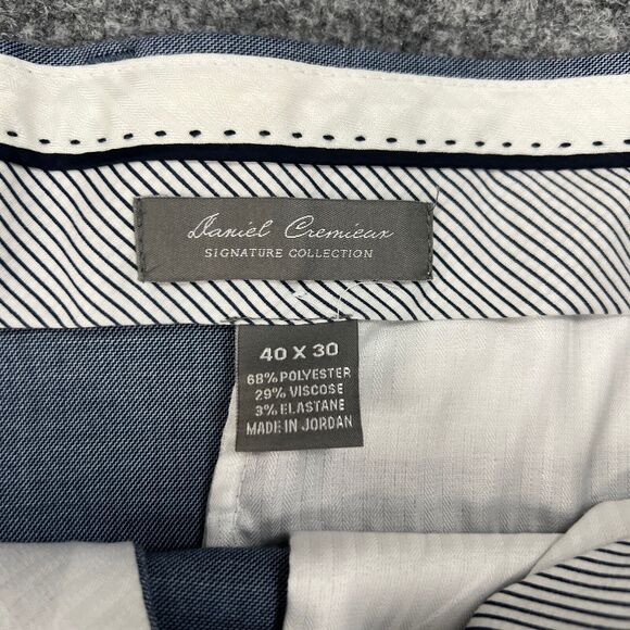 Daniel Cremieux Pants Mens 40 Shark Blue Straight Leg Stretch Flat Front Dress - Picture 5 of 11